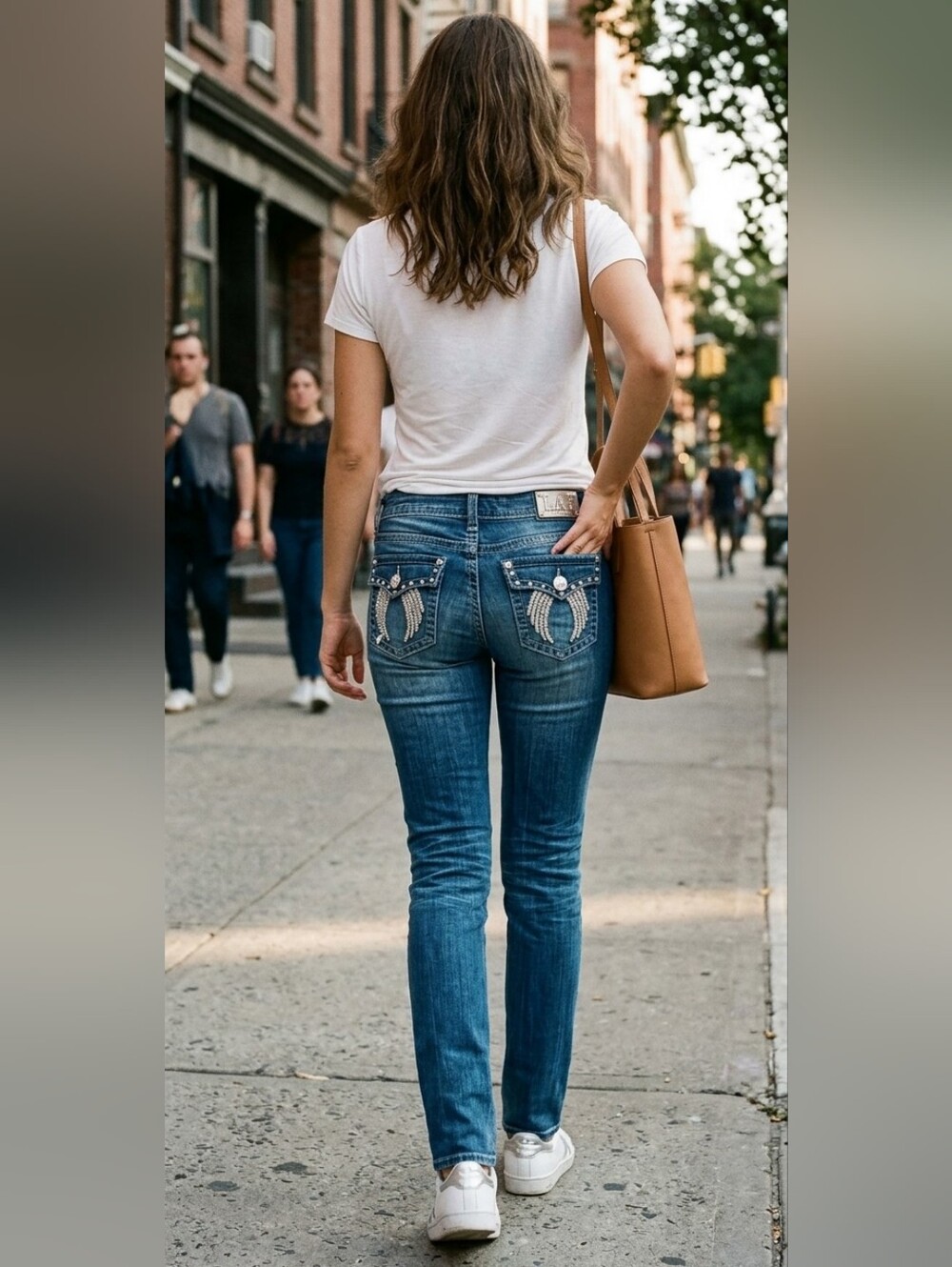 L.A. Idol Dark Blue Skinny Jeans with Beaded Back Pockets Size 13